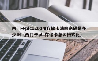 西门子plc1200用存储卡清除密码是多少啊（西门子plc存储卡怎么格式化）