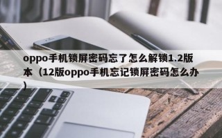 oppo手机锁屏密码忘了怎么解锁1.2版本（12版oppo手机忘记锁屏密码怎么办）