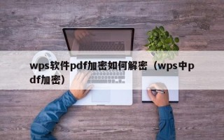 wps软件pdf加密如何解密（wps中pdf加密）