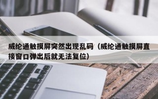 威纶通触摸屏突然出现乱码（威纶通触摸屏直接窗口弹出后就无法复位）